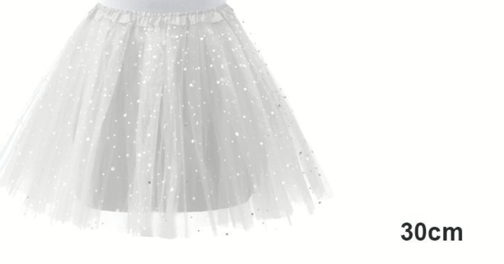 [T17386] TUTU ESTRELLAS 30CM BLANCO