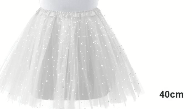 [T17398] TUTU ESTRELLAS 40CM BLANCO