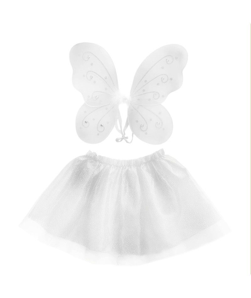 [A16226MLY-BL] CONJUNTO MARIPOSA TUTU BRILLANTES BLANCO