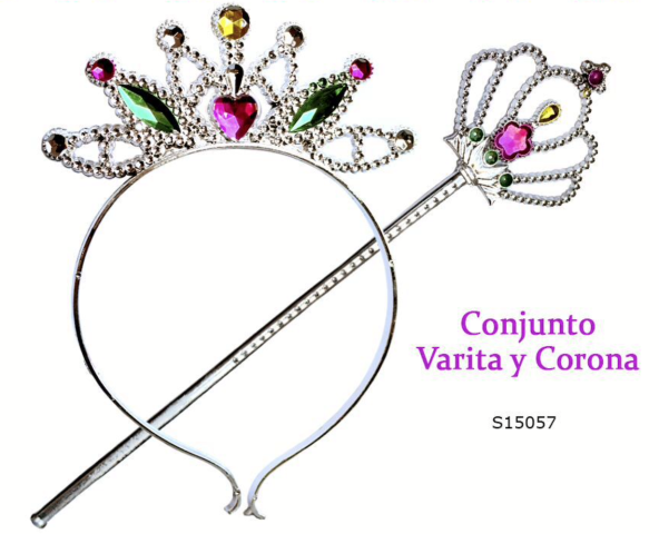 [S15057] CONJ CORONA Y VARITA PLATA