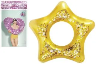 [31066] FASHION GLITTER ANILLO FLOTADOR  91 CM, 2 DIST.ESTRELLA/CORAZON
