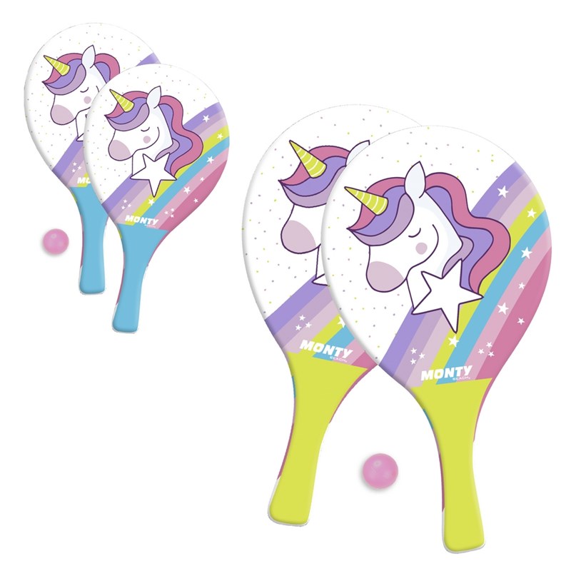 S/2 PALAS Y PELOTA UNICORNIO MADERA 2/C 39 X 21 X 0,07 CM