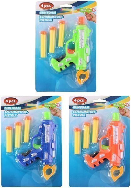 JUGUETES PISTOLA DE ESPUMA 4PCS POLIESTIRENO