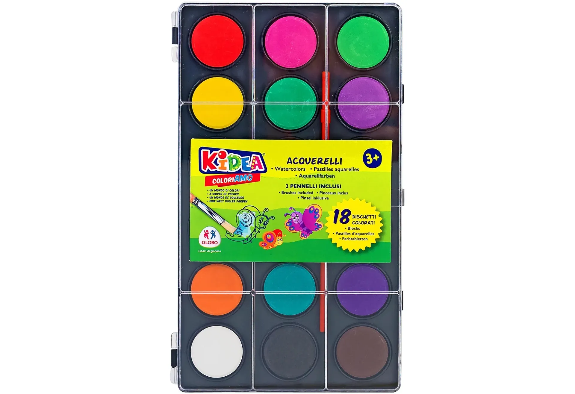 [38049] KIDEA PALETA 18 COLORES DE TEMPERAS AL AGUA