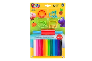 TIRAS DE PLASTILINAS 12 COLORES 200 GR