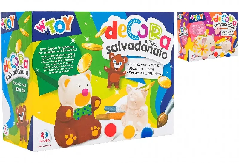 [38485] BANK MONEY BOX W/ COLOURS/BRUSH/GLITTER 2 ASST
