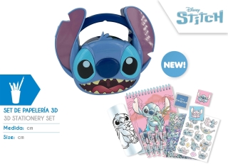 ESTUCHE 3D CON PAPELERIA STITCH