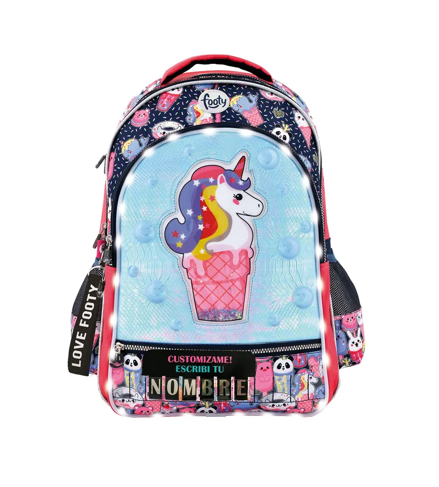 [652] MOCHILA NOMBRE UNICORNIO LED