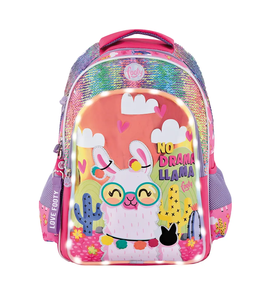 [676] MOCHILA LLAMA LED ROSA