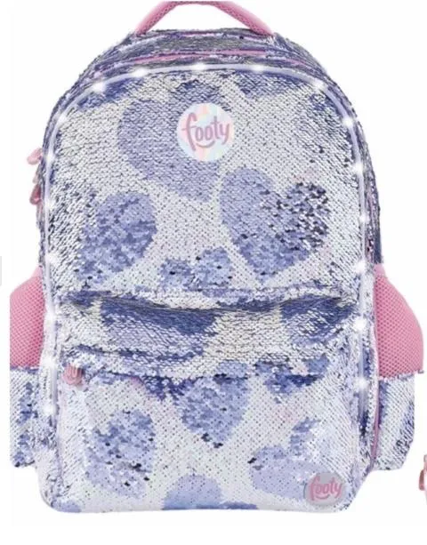 [881] MOCHILA MULTICORAZONES MALVA LED
