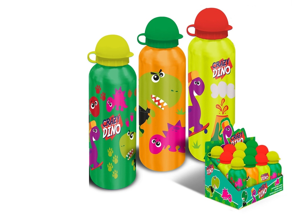 SURTIDO 3 DISEÑOS CANTIMPLORA ALUMINIO 500ML CRAZY DINO
