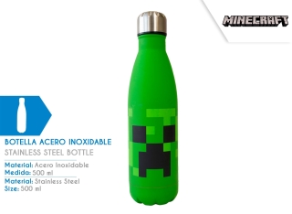 BOTELLA CREEPER FACE CON TACTO SUAVE MINECRAFT