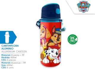 CANTIMPLORA ALUMINIO CON ASA 600ML PAW PATROL CDU (6x1)
