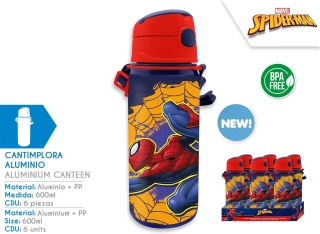 CANTIMPLORA ALUM CON ASA SPIDERMAN 600ML