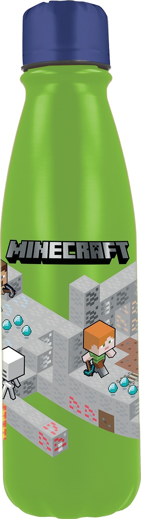 St Botella Aluminio Infantil 600 Ml Minecraft Isometric