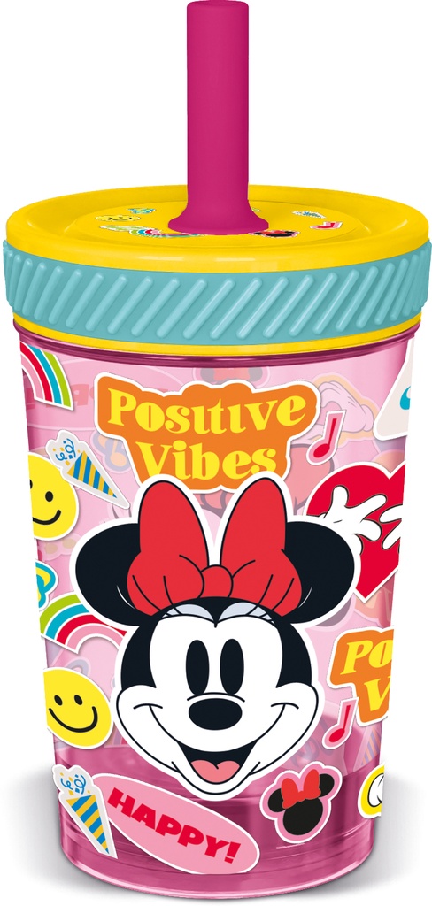 VASO PP ANTIVUELCO CON PAJITA DE SILICONA MINNIE
