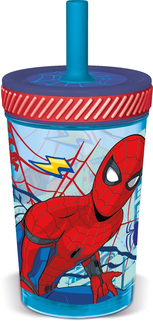 STOR VASO PP ANTIVUELCO CON PAJITA DE SILICONA 370 ML SPIDERMAN DIMENSION