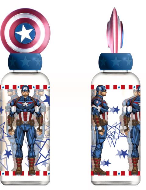 St Botella Ecozen Figurita 3D 560 Ml  Avengers Invincible Force Capitan America