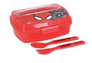 St Sandwichera Rectangular Con Cubiertos  Spiderman Urban Web