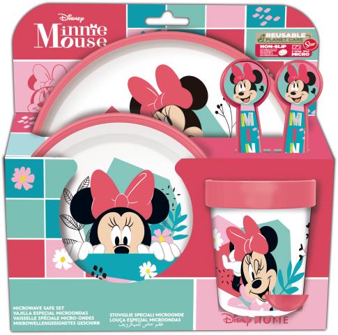 St. Set 5 pcs antides. Premium bicolor+cubiertos minnie mouse being more minnie