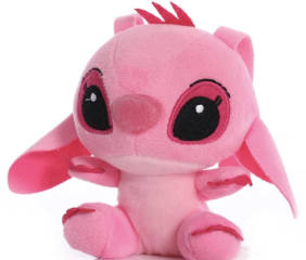 Peluche Ángel Stitch rosa llavero 10cm