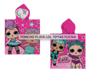 PONCHO PLAYA LOL 70*140 FUCSIA