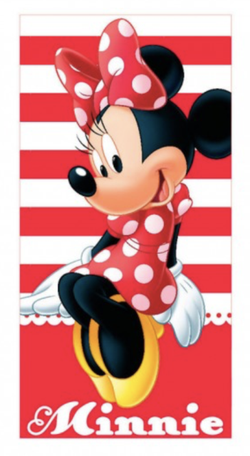 TOALLA PLAYA ALGODON MINNIE RAYAS ROJA