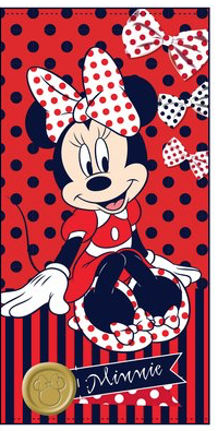 TOALLA MINNIE ROJO Y AZUL RAYAS SUN CITY