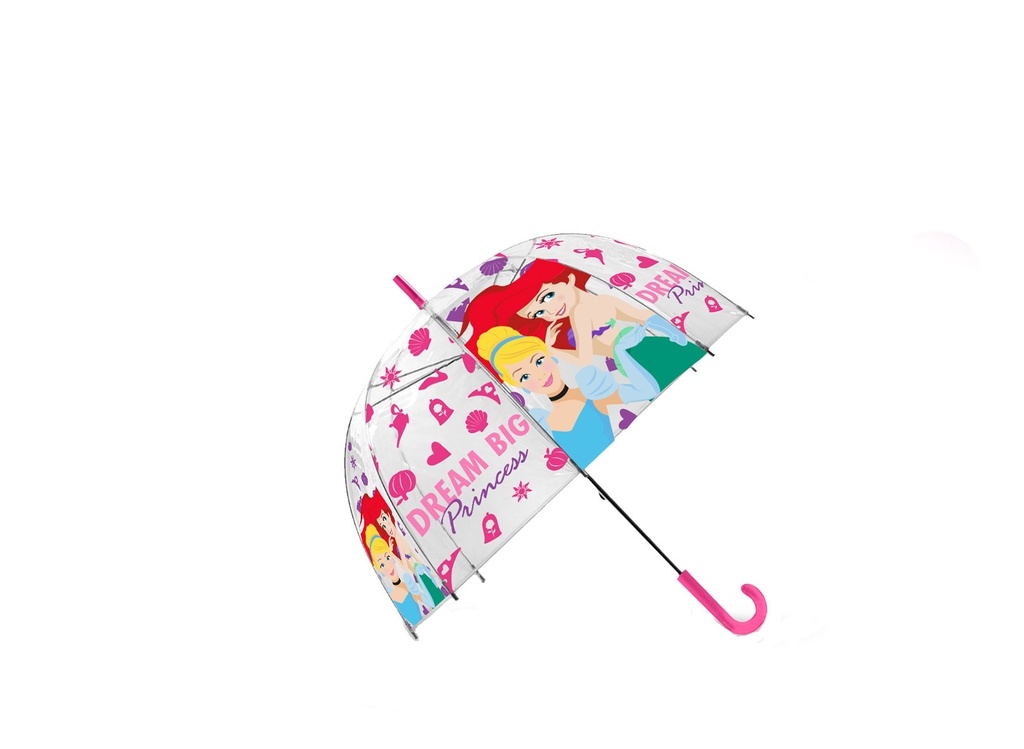 PARAGUAS TRANSPARENTE CAMPANA 46CM AUTO PRINCESAS