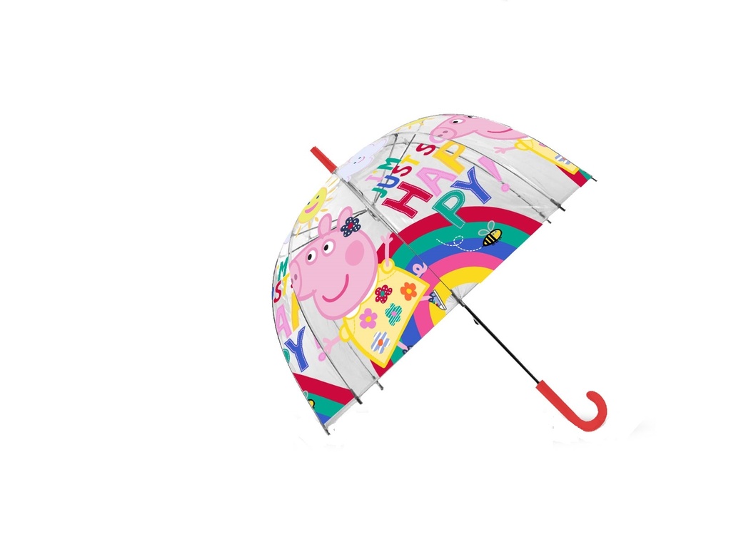 PARAGUAS TRANSPARENTE CAMPANA 46CM AUTO PEPPA PIG