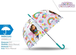 PARAGUAS TRANSP CAMPANA GABBYS DOLLHOUSE 48CM MANUAL