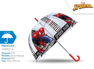 PARAGUAS TRANSP CAMPANA 46CM SPIDERMAN 46CM