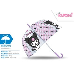 PARAGUAS KUROMI TRANSPARENTE CAMPANA 46 CM