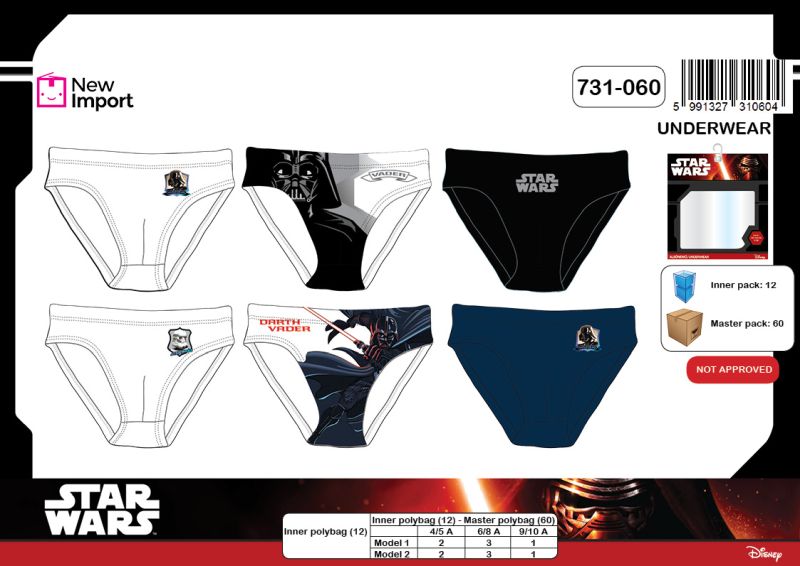 PACK-3 SLIP NIÑO STAR WARS 731-060