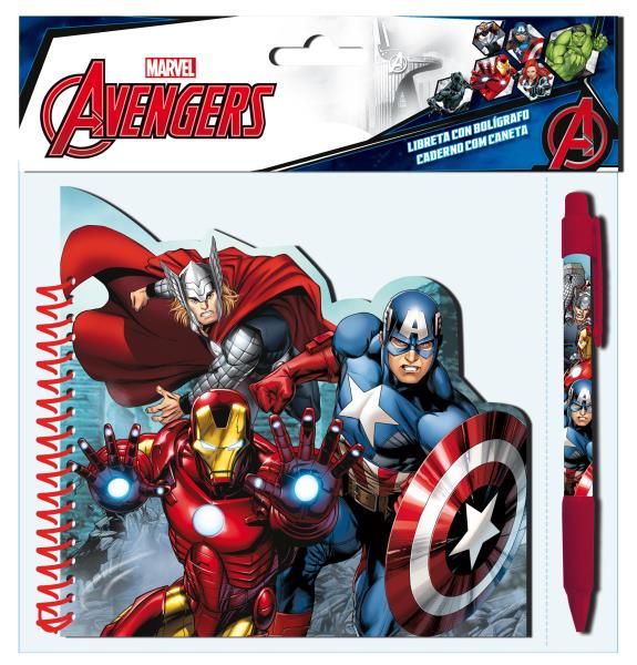 Libreta A5 con forma + boli Avengers