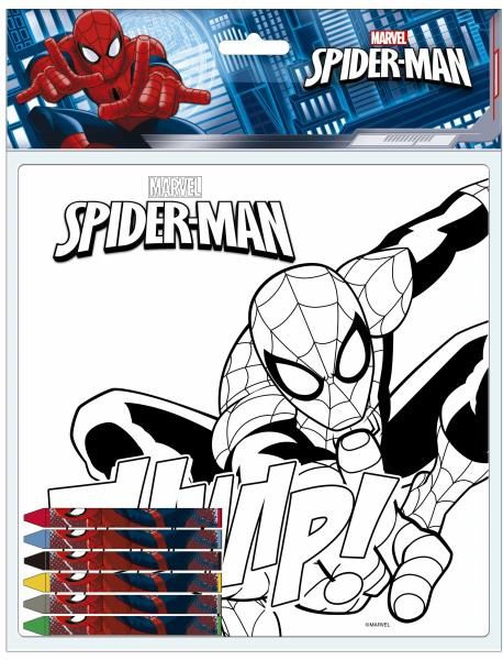 [AST5726] Lienzo coloreable 20x20 cm + 6 ceras Spiderman