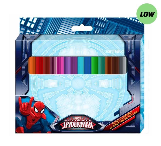 Rotuladores 18 pzs. en caja Spiderman