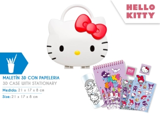 MALETIN 3D CON PAPELERIA HELLO KITTY