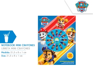 LIBRETA CON 12 MINI CRAYONES PAW PATROL