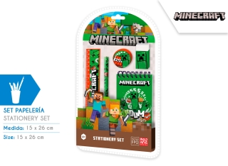 SET PAPELERIA 5 PCS MINECRAFT