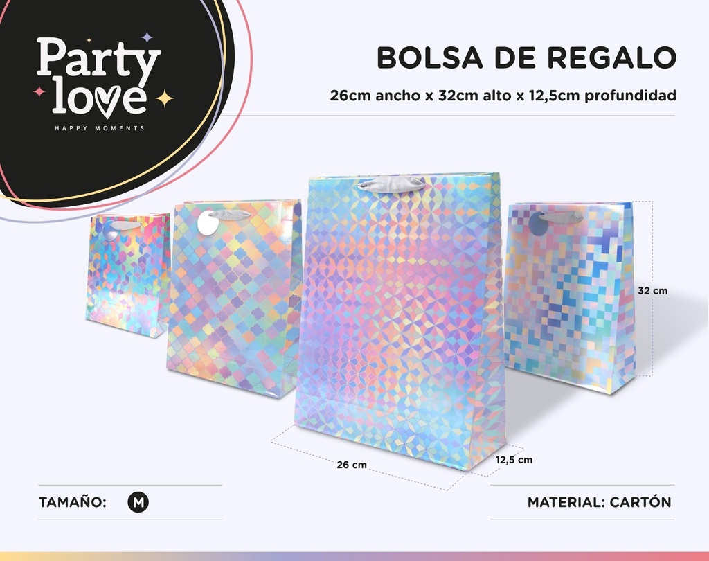 BOLSA DE REGALO M GEOMETRICA IRISCENTE