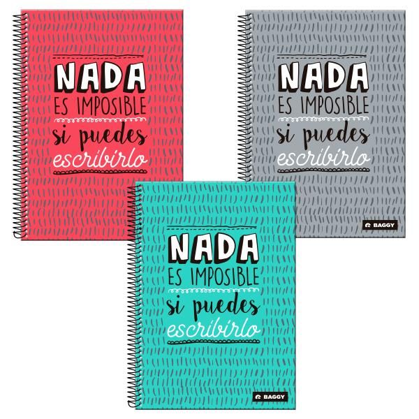 Libreta espiral A4 Dura Baggy Frases Cuadros