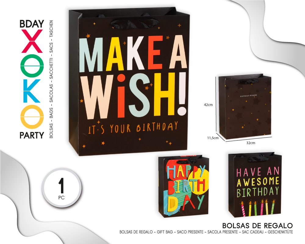 BOLSA REGALO BDAY´S WISH 32*42*11.5