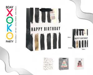 BOLSA REGALO HAPPY BDAY BLACK GOLD 26*32*12.5