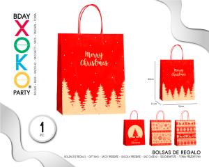 BOLSA REGALO XMAS KRAFT ROJO 32*42*11