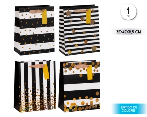 BOLSA REGALO  RAYAS CON ORO 32*42*11.5