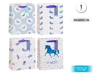 BOLSA REGALO UNICORNIO IRIDISCENTE 32*42*11.5