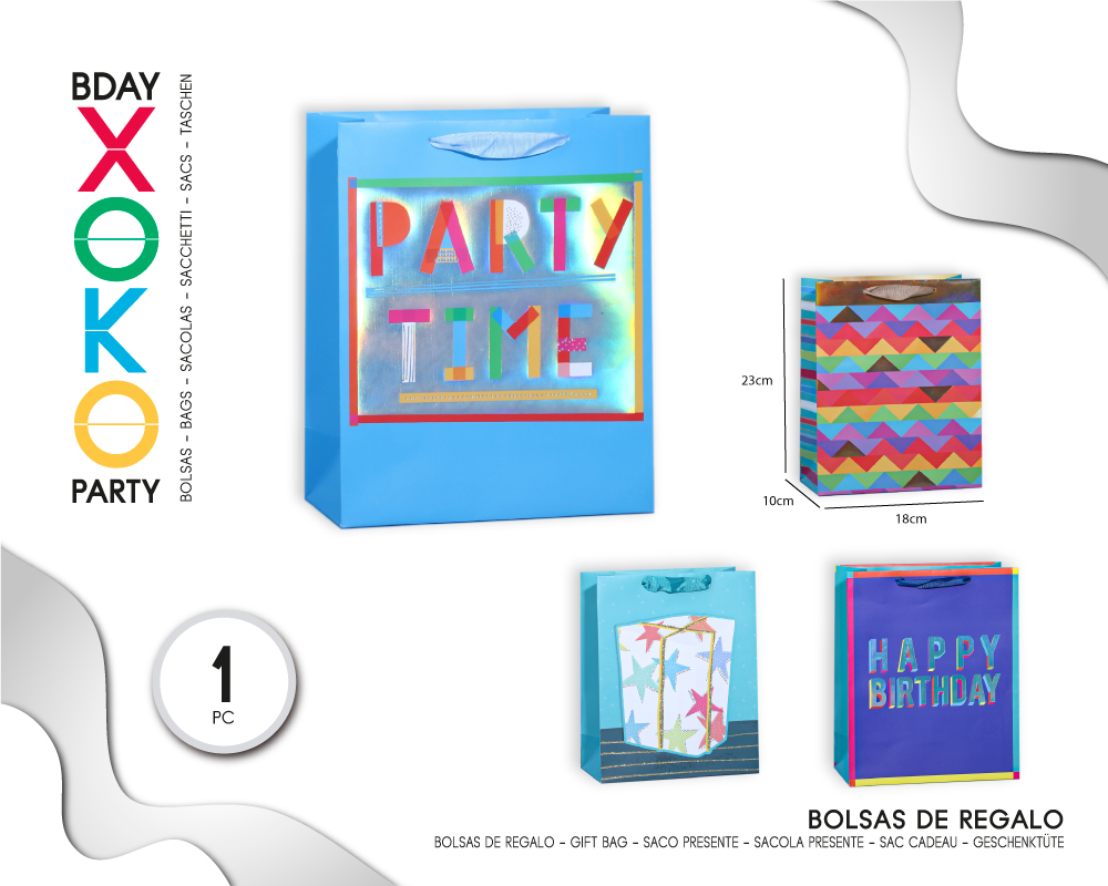 BOLSA REGALO PARTY TIME 18*23*10
