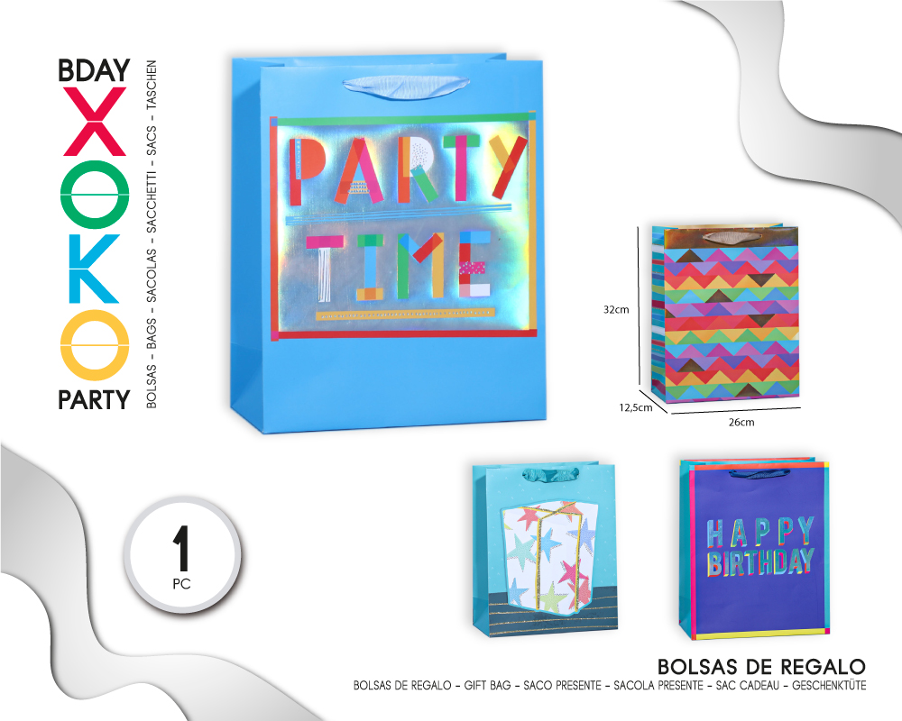 BOLSA REGALO PARTY TIME 26*32*12.5