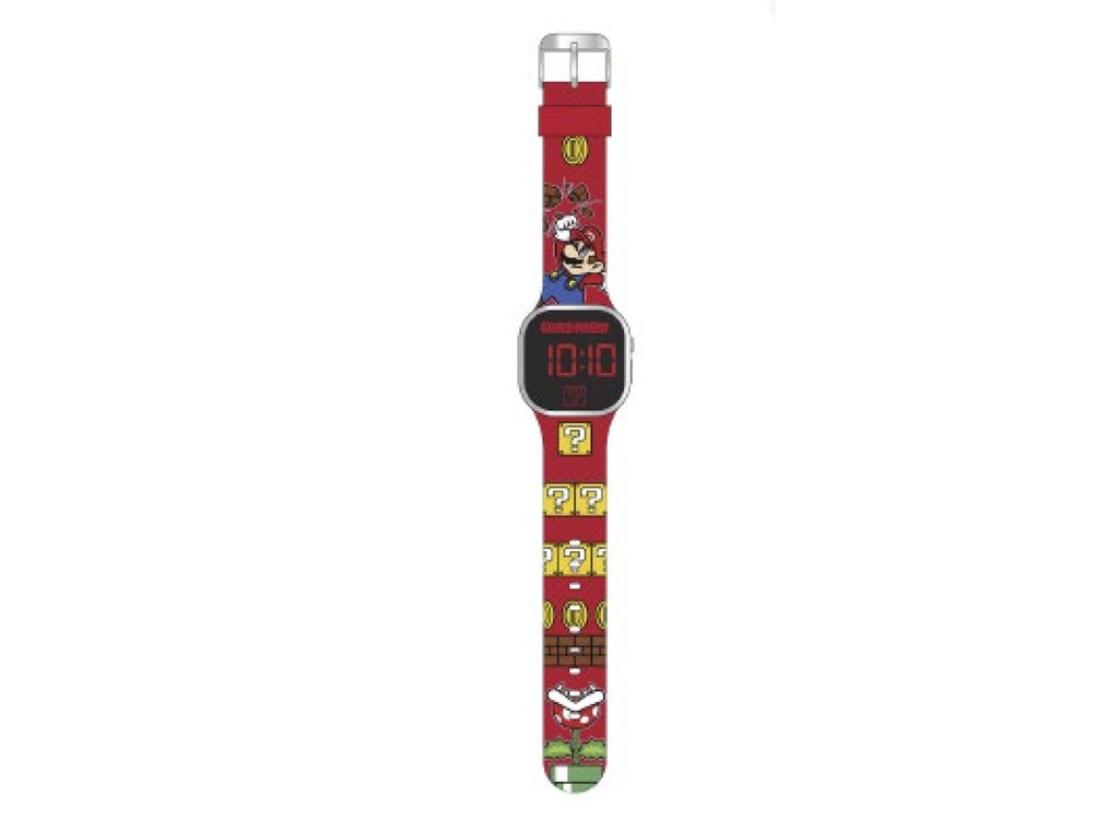 RELOJ LED SUPER MARIO CORREA ROJA